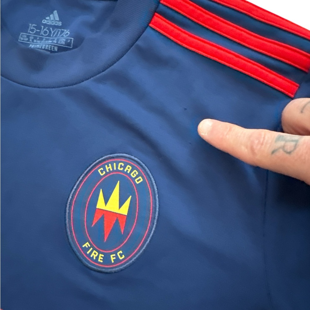 Adidas‎ Chicago Fire Soccer Jersey Navy Blue Size 15-16 Y Futbol Jersey Kit MLS - Picture 6 of 8